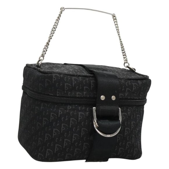 Christian Dior Trotter Canvas Vanity Chain Pouch Black Silver - Picture 1 of 15